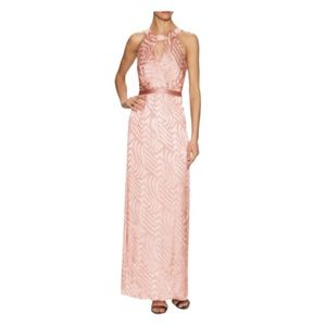 Shoshanna slik blend pink maxi halter dress size 0